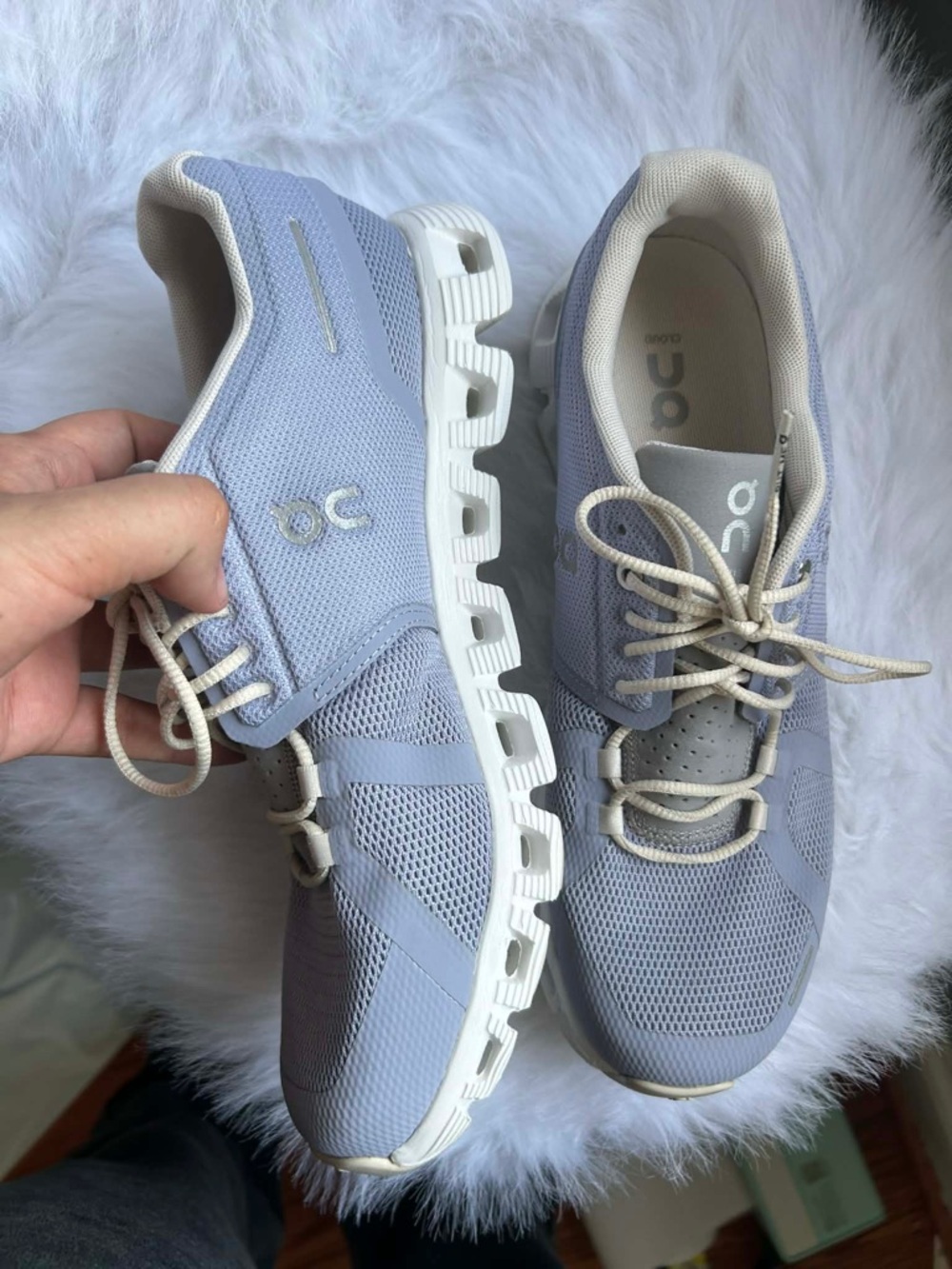 On Running Women's Cloud Sneakers in Light Gray and Cream